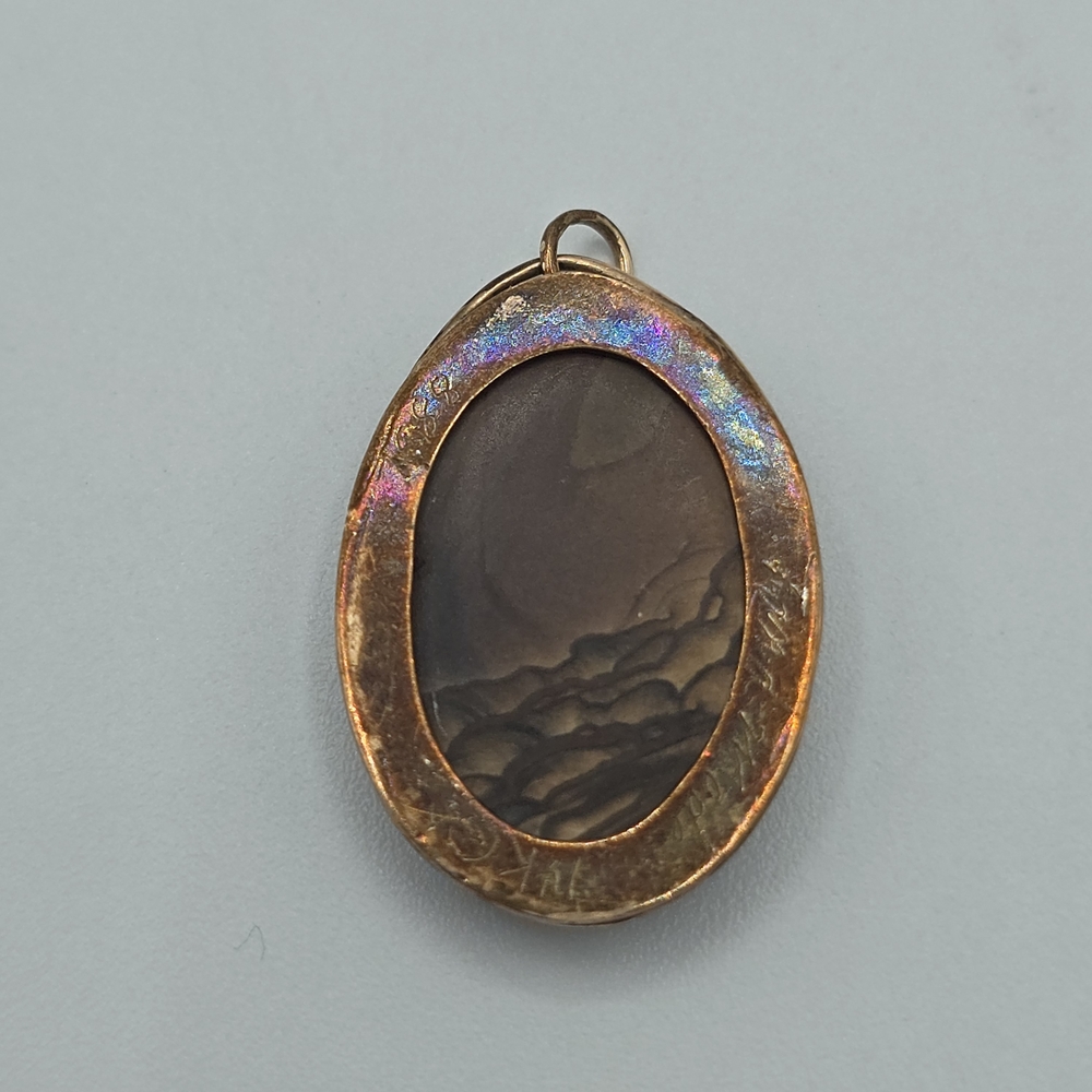 VTG Landscape Jasper Pendant Signed, "Handmade 14K GF 1988," Artisan Unknown - Picture 4 of 12
